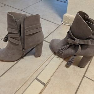 Grey heeled boots